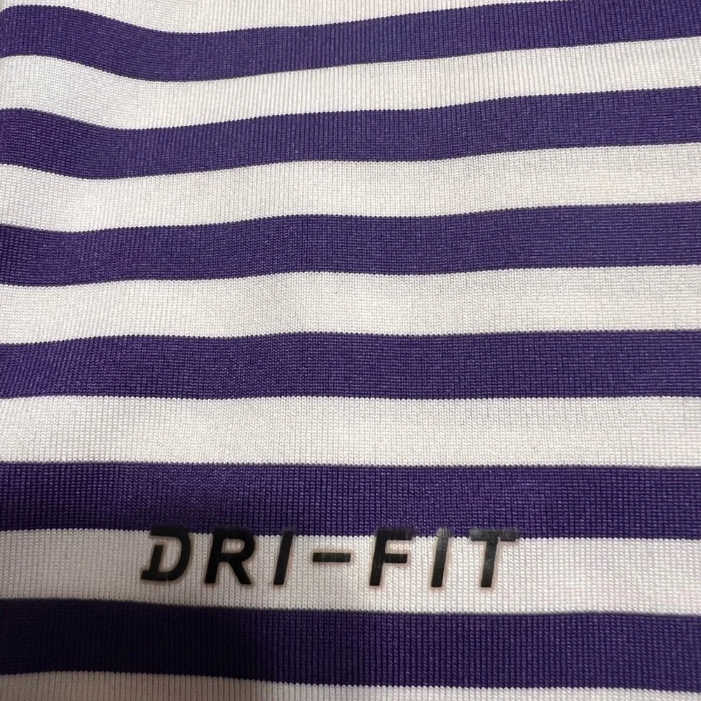 Nike Dri-Fit Purple and White Striped Polo Shirt. SZ/ L